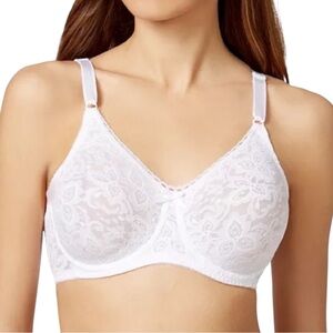 BALI Smoothing  Underwire Lace Bra w/ Adjustable Cushion Straps in White 42C NWT